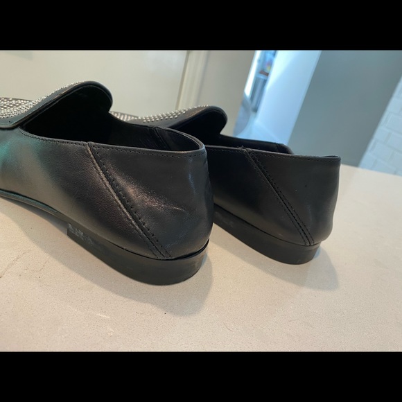 The Kooples calfskin + pigskin black leather studded loafers. Size 7. Like new - Picture 8 of 9